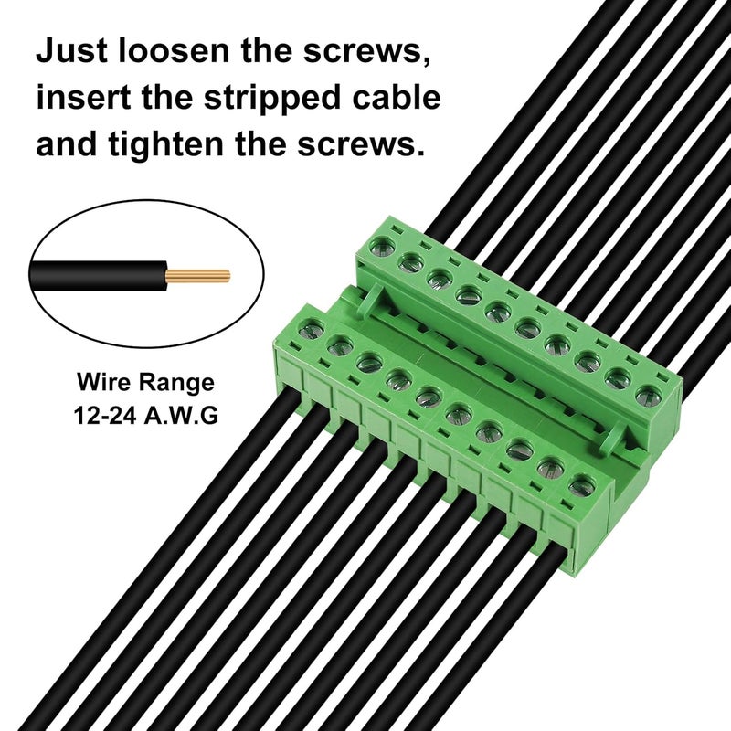 Meimom 5PCS 10Pin 5.08mm Pitch Pluggable PCB Angle Screw Terminal Block Plug Connector Socket Panel Mount DIY with 5Pcs 10Pin Phoenix Plug - Image 4